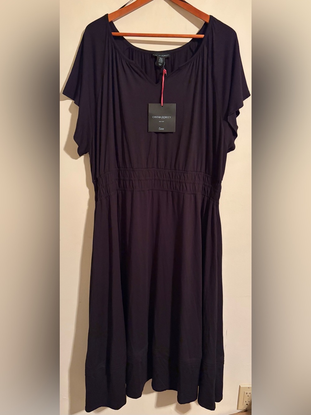 NWT Cynthia Rowley Women’s Black Knit Stretch Midi Dress Sz 2x Plus